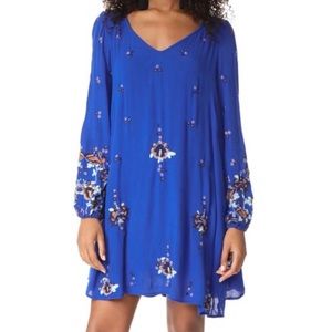 Free People Blue Embroidered Dress